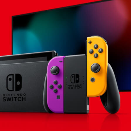  จอยเกมไร้สาย Nintendo Switch Joy Controller สีม่วง/ส้ม_3